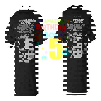 Kids 5 Year Old Circus Birthday Amazing Birthday Boy Five T-Shirt - Monsterry