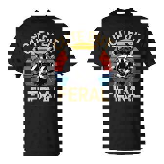 Kids Racoon Tee Cute But Feral Humor Teen Toddler Boy T-Shirt - Monsterry