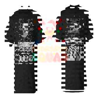 Kindergarten Squad Reindeer Retro Groovy Xmas Teacher Kids T-Shirt - Monsterry