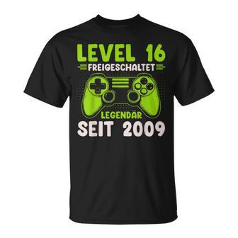 Level 16 Birthday Boy Gamer Nager Decorationintage 2009 T-Shirt - Geschenkecke