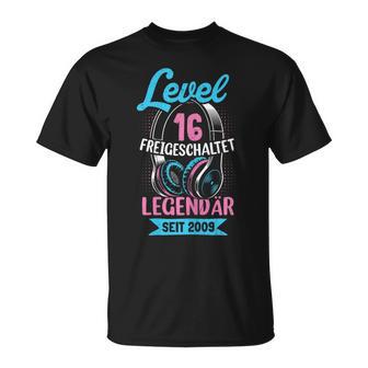 Level 16 Jahre Mädchen Geburtstag Gamer Girl Nager 2009 T-Shirt - Geschenkecke