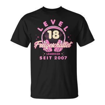 Level 18 Years Girl's Woman Birthday Gamer Girl 2007 T-Shirt - Geschenkecke