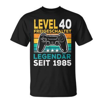 Level 40 Birthday Boy Gamer Man Decorationintage 1985 T-Shirt - Geschenkecke