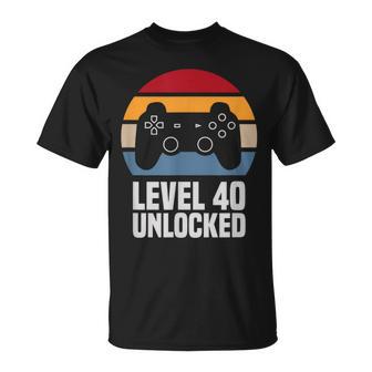 Level 40 Unlocked 40º Cumpleaños 40 Añosideojuego Camiseta unisex - Regaloses