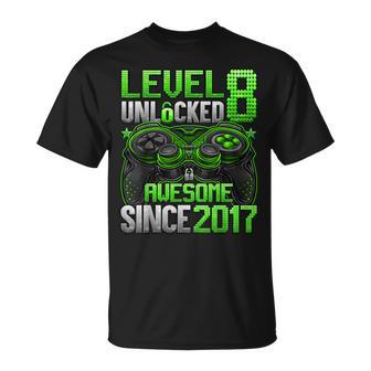 Level 8 Unlocked 8 Year Old For Boys 8Th Birthday Boy T-Shirt - Thegiftio UK