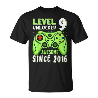 Level 9 Unlocked Awesome 2016Ideospiel 9Th Birthday Boy T-Shirt - Geschenkecke