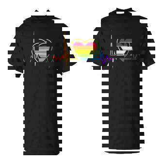 LGBT Heartbeat Pride EKG Rainbow Flag Heart Gay Lesbian Love T-Shirt - Monsterry