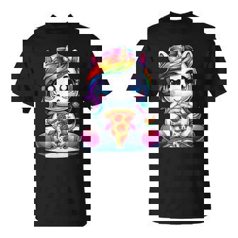 Licorne Mignonne Avec Pizza T-Shirt - Cadeauxyz