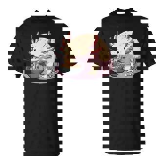 Lindo Ajolote Disfrutando De Fideos Ramen Camiseta unisex - Regaloses