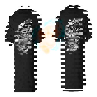 Lindo Gatito Realista Gato Emergente Gatos Amantes Gatitos Cuello Camiseta unisex - Regaloses