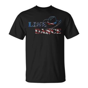 Line Dance Cowboy Hat Usa Flag S T-Shirt - Geschenkecke