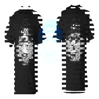 Lions Lover Apparel Lion Face With Sunglasses Winter T-Shirt - Monsterry