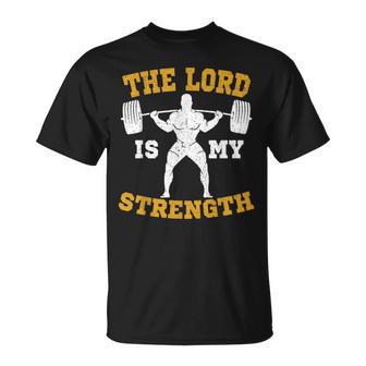 The Lord Is My Strength Christian Gym Jesus Workout S T-Shirt - Geschenkecke