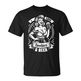 I Love Boobies And Beer Humorous Tank Top T-Shirt - Monsterry