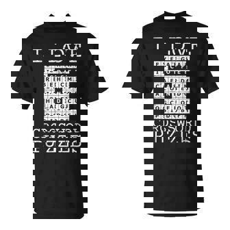 I Love Coffee And Crossword Puzzle Solve Squares Vocabulary T-Shirt - Monsterry