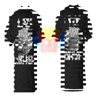 I Love Frites Froissées Pour Amateur De Pommes De Terre T-Shirt - Cadeauxyz