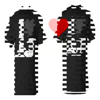 I Love Heart Aj AJ A J Initals Monograma Nombre Nombre Camiseta unisex - Regaloses