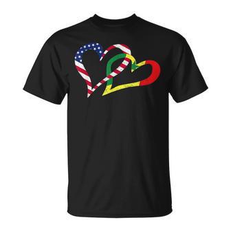Love Heart Senegal African USA Americans Flag Colors T-Shirt - Monsterry