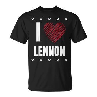 I Love LENNON First Name Cool Heart Personalized Name T-Shirt - Monsterry