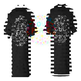 Love Peace Flower Power Flowers 60s 70s T-Shirt - Monsterry