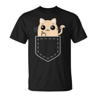 Lustige Katze Mittelfinger Stinkefinger Cat Kawaii T-Shirt - Geschenkecke