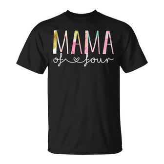 Mama Of Four Cute Floral Mom Of 4 Mother Of 4 T-Shirt - Thegiftio UK