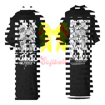 Mama Softball Coquette Bow Game Day Softball T-Shirt - Thegiftio UK