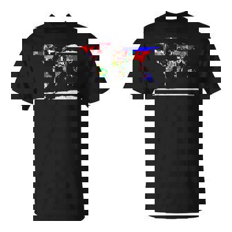 Map Of The World And Flags Of The Countries Of The World Tee T-Shirt - Monsterry