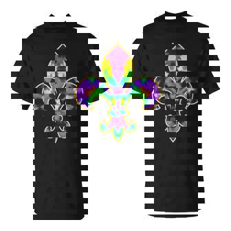 Mardi Gras Fleur De Lis Tie Dye New Orleans T-Shirt | Mazezy