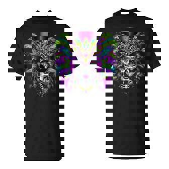 Mardi Gras Sugar Skull Mardi Gras Carnival Party Girl T-Shirt | Seseable CA