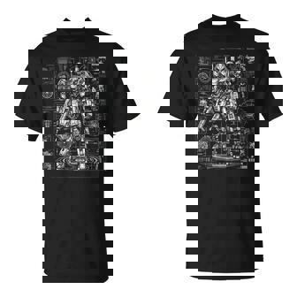 Mech Robot Sketch Drawing Art T-Shirt - Monsterry