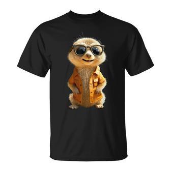 Meerkat With Sunglasses Animal Lovers Cute Surikate T-Shirt - Geschenkecke