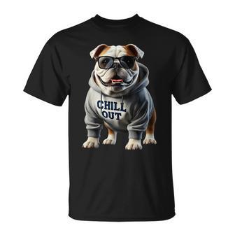 Meilleurs Motifs D'animaux De Toutes Sortes Homme Noir Bouledogue Anglais Drôle Chill Out Dogs Chilling Pet S Eu Small T-Shirt - Cadeauxyz