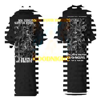 Meme Divertido De Esqueletos Duros Y Cringe Con Un Beso De Buenas Noches A Tus Amigos Camiseta unisex - Regaloses