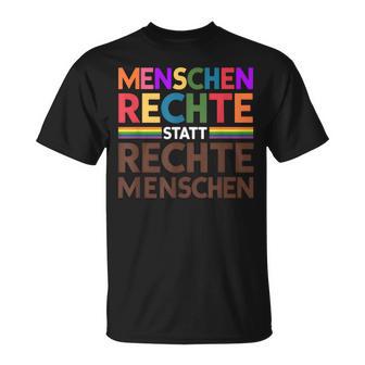 Menschenrechte Statt Rechte Menschen Regenbogen Spruch T-Shirt - Geschenkecke