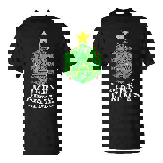 Merry Critmas D20 RPG Christmas Tree RPG Gamer Gaming Xmas T-Shirt - Monsterry