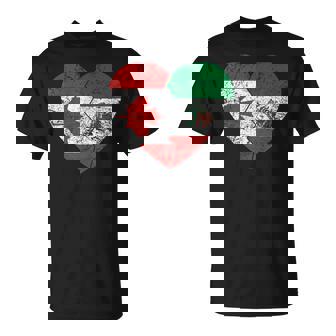 Mexican Canadian Flags Heart Canada Mexico Roots Heritage T-Shirt - Seseable