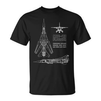 Mig-23 Russian Jet Fighter Plane Flogger Blue Pause T-Shirt - Geschenkecke