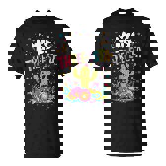 Miss Three-Esta Fiesta Cactus 3Rd Birthday Party Outfit T-Shirt - Seseable