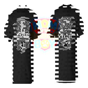 Mom Of The Birthday Boy Cartoon Dog Paw Family Matching T-Shirt | Seseable CA