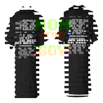 Mom Of The Birthday Boy Party Video Gamer Pixel Number T-Shirt | Seseable UK