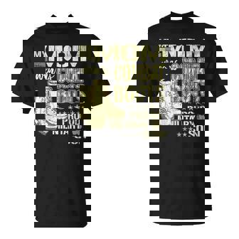 My Mom Wears Combat Boots Dog Tags Proud Military Son T-Shirt - Monsterry