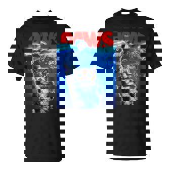 Monster Siamese Cat Ambush Great Shark In The Ocean T-Shirt - Monsterry