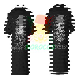 Morocco Lion Flag Sport Morocco With Moroccan Hat T-Shirt - Monsterry