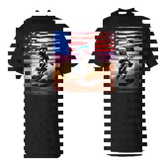 Motocross Dirt Bike American Flag Motocross Enduro Dirtbike T-Shirt - Monsterry