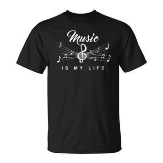 Music Is My Life Music Musician Treble Clef T-Shirt - Geschenkecke