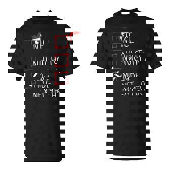Nice Naughty Maybe Next Year Christmas List Xmas Santa Claus T-Shirt - Monsterry