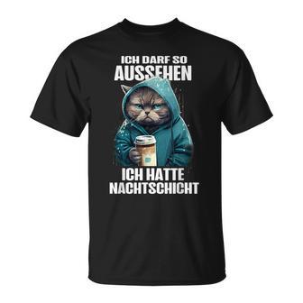 Night Layer Cat Coffee Layered Work T-Shirt - Geschenkecke