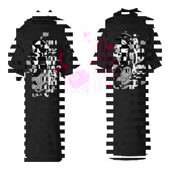 No You Hang Up Ghost Calling Horror Halloween Pink T-Shirt - Monsterry
