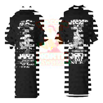 North Swole Santa Claus Weight Lifting Christmas Gym Workout T-Shirt - Monsterry